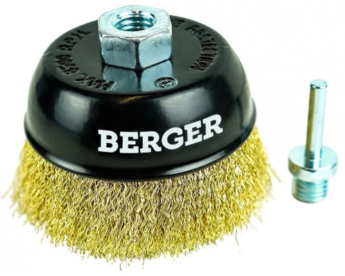 Щетка обдирочная для дрели BERGER BG1741 латунированная сталь 0.3 мм, d 100 мм, M14 + хвост