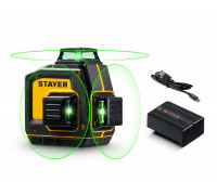 Лазерный уровень STAYER SL-3D 50м, точн. +/-0,5 мм/м, зеленый 34963