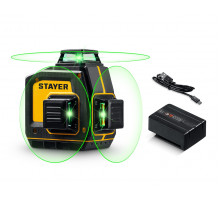 Лазерный уровень STAYER SL-3D 50м, точн. +/-0,5 мм/м, зеленый 34963