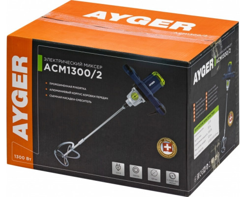 Миксер строительный сетевой AYGER ACM1300/2