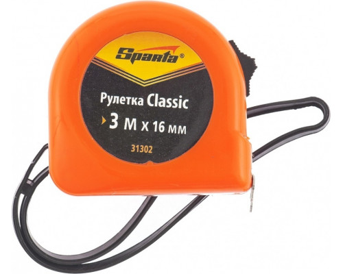 Рулетка Sparta Classic, 3 мх16 мм пластиковый корпус// 31302