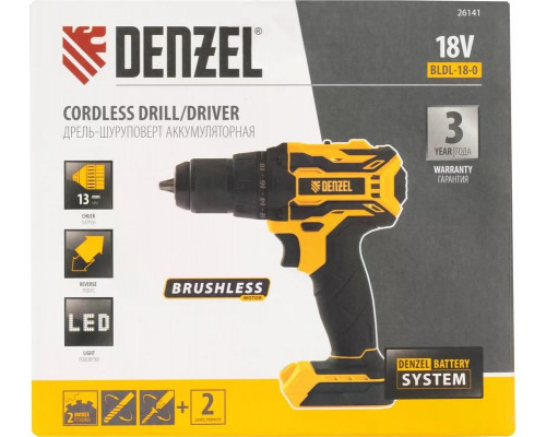Дрель-шуруповерт аккумуляторная Denzel BLDL-18-0 26141