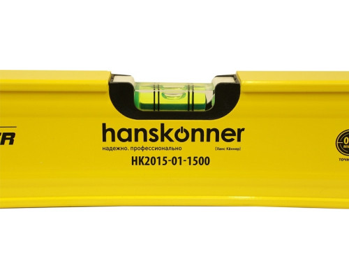 Уровень строительный HANSKONNER HK2015-01-1500 алюминиевый 1500 мм, 3 колбы, магнит