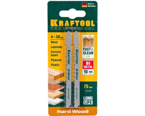 Пилки по дереву KRAFTOOL T101BF чистый рез, шаг 2,5мм, 75мм, 2 шт. 159507-2,5