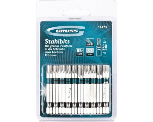Набор бит GROSS 11473 TORX 40х50, 10 шт.