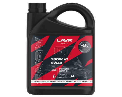 Масло для снегоходов LAVR MOTO GT SNOW 4T 0W40 SN, 4 л Ln7768