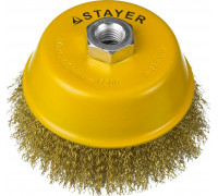 Щетка для УШМ STAYER PROFESSIONAL чашечная витая стальная латунированная проволока 0 35125-125