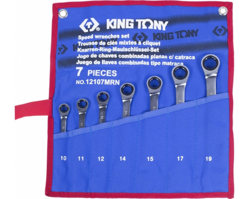 Набор комбинированных ключей с трещоткой KING TONY 12107MRN, 7 предметов