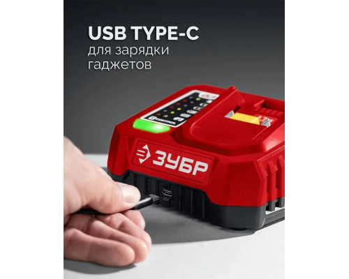 Зарядное устройство ЗУБР БЗУ-20-1 20 В, 1 порт, 1х3 А, для LMS АКБ