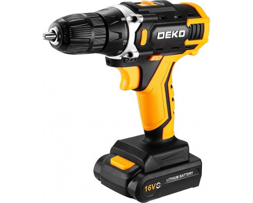 Дрель-шуруповерт аккумуляторная DEKO Sharker 16V в кейсе, 2х2.0Ач 083-1108