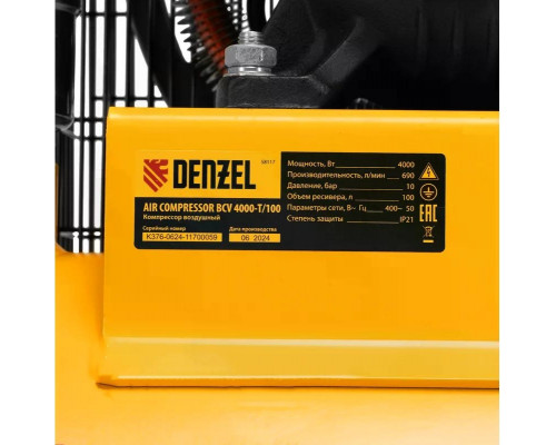 Компрессор поршневой Denzel BCV 4000-T/100 58117