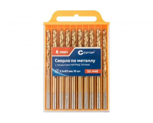 Сверло по металлу Cutop Profi 5,5х93 мм с титановым покрытием, 10 шт 52-448