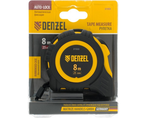 Рулетка Denzel 31553 8мх25мм, обрезиненный корпус