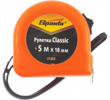 Рулетка Sparta Classic, 5 мх18 мм пластиковый корпус// 31303