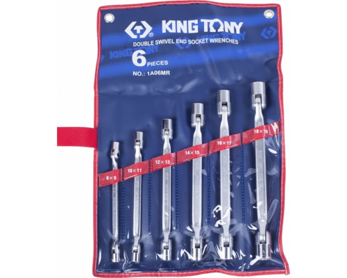 Набор торцевых ключей с шарниром KING TONY 1A06MR, 6 предметов