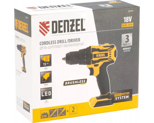 Дрель-шуруповерт аккумуляторная Denzel BLDL-18-0 26141