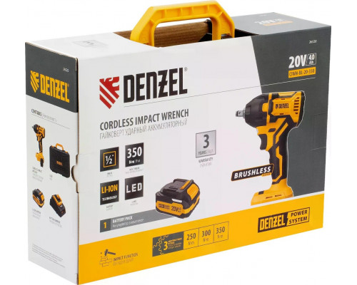 Гайковерт аккумуляторный Denzel CIWH-BL-20-350 ударный 26520
