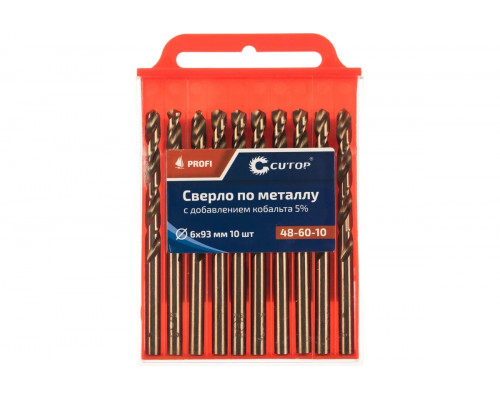 Сверло по металлу Cutop Profi 6x93 мм с кобальтом 5%, 10 шт 48-60-10