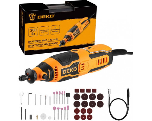 Гравер сетевой DEKO DKRT200W в кейсе + набор аксессуаров 43 шт. 083-1066