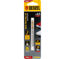 Сверло по металлу DENZEL Р6М5, Golden Tip спиральное 4,5x80мм 718231