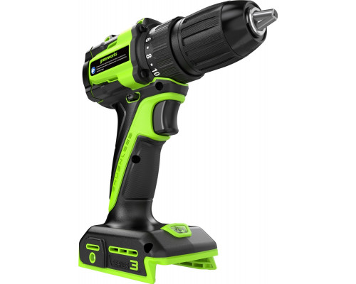 Дрель-шуруповерт аккумуляторная GREENWORKS 3708307 24V, б/щет, 25/45 Hм, LED, без АКБ и ЗУ