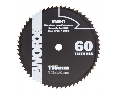 Пильный диск по металлу Worx WA5047 60T HSS 115х1,2х9,5 мм WA5047