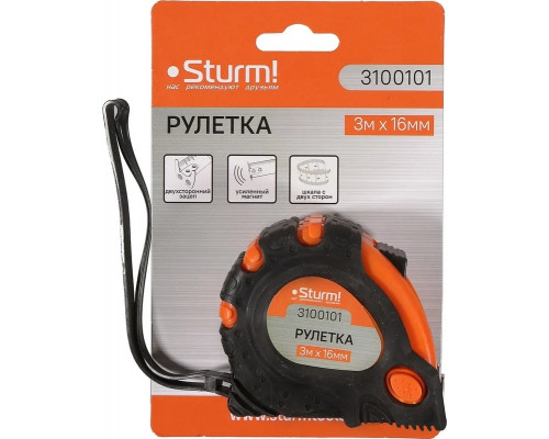 Рулетка Sturm 3 100 101, 3 м х 16 мм, 3100101