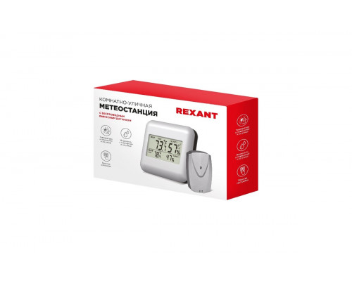 Термометр REXANT 70-0596 электронный S3341BF с часами и беспроводным выносным датчиком