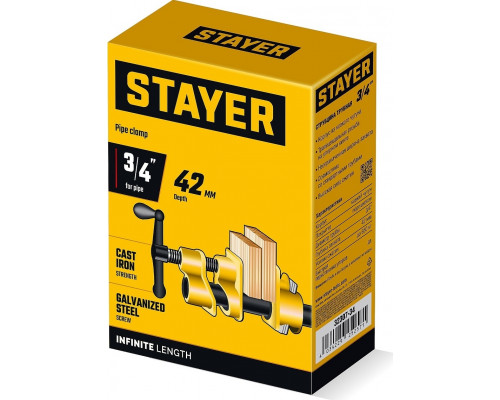 Cтрубцина рычажная STAYER 32307-34 трубная 3/4