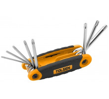 Набор ключей шестигранных TOLSEN TT20069 Torx, T9H-T40H, с отверстием, складной, 8 пр.