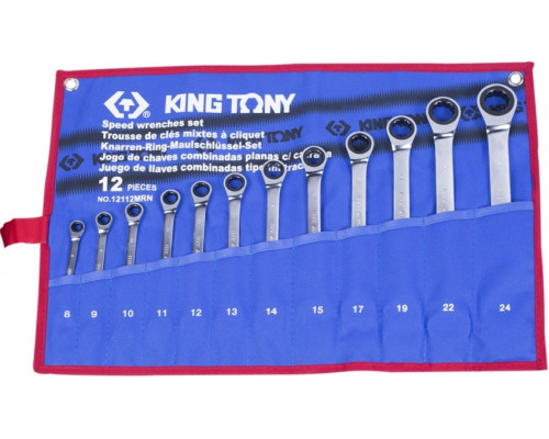 Набор комбинированных ключей с трещоткой KING TONY 12112MRN, 12 предметов