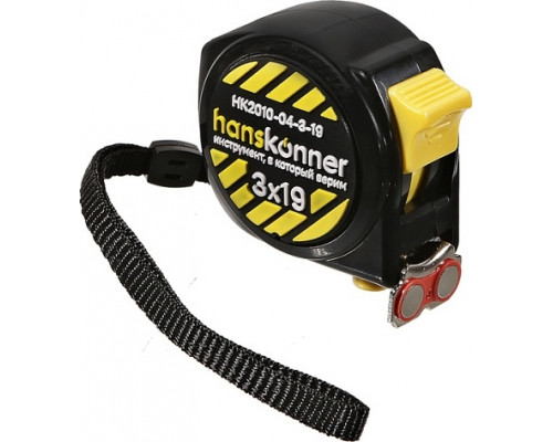 Рулетка HANSKONNER HK2010-04-3-19 3x19 м, 2 стопа, мощный магнит