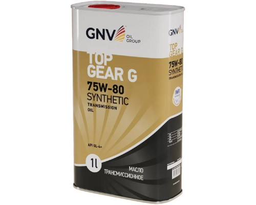 Масло трансмиссионное GNV Top Gear G Synthetic 75W80 GL-4 1 л (металл. канистра) GTG1G72015G40007580001