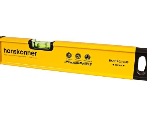 Уровень строительный алюминиевый HANSKONNER HK2015-03-0400, 400 мм
