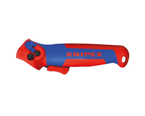 Нож для снятия изоляции KNIPEX KN-1650145SB с пяткой и трещоткой, 146 мм, 2К ручка