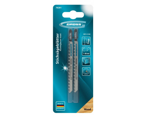 Пилки по дереву GROSS 78281 для электролобзика, 2 шт.