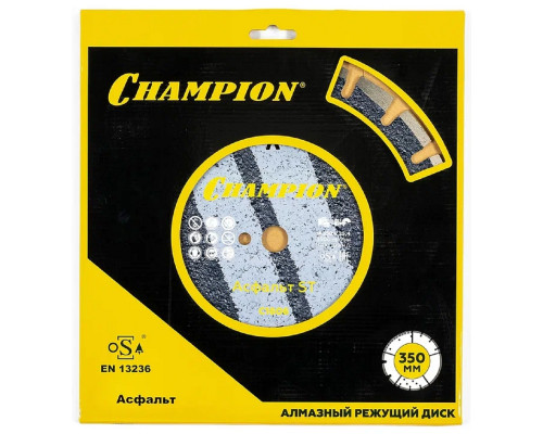 Алмазный диск для резки асфальта CHAMPION Asphafight Standart 350 по бетону,свежий бетон,мягкие блоки) C1606