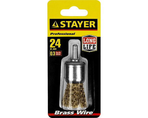 Щетка обдирочная для дрели STAYER MAXClean кистевая витая проволока 0,3мм, 24мм, 35113-24