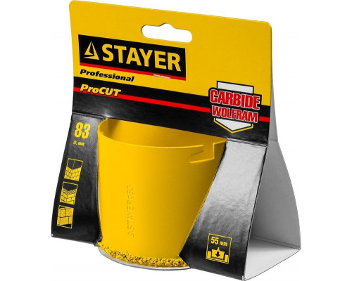 Коронка кольцевая STAYER PROFESSIONAL с карбидно-вольфрамовой крошкой, d=83мм 33345-83