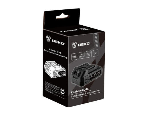 Аккумуляторная батарея DEKO 20V 3.0Ah Li-ion CORE R-UNV 083-1014
