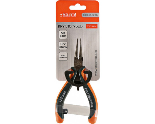 Круглогубцы Sturm 1030-05-6-100 изогнутые, 2-х комп. рукоятки, пружин. механизм 10