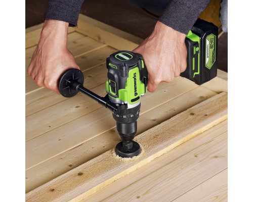 Дрель-шуруповерт аккумуляторная GREENWORKS GD24DD140 ударная, 24V, АКБ 4Ач и ЗУ 3707607CUB