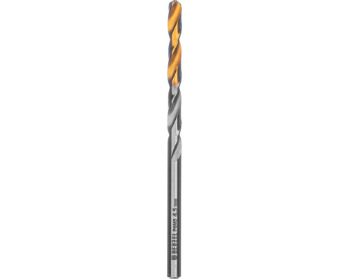 Сверло по металлу DENZEL Р6М5, Golden Tip спиральное 4,5x80мм 718231