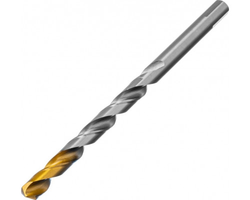 Сверло по металлу Denzel Р6М5, Golden Tip спиральное 12x205 мм, удлиненное 718265
