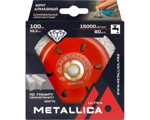 Алмазная чашка METALLICA Ultra 100x22,2/15 мм несегм. по граниту, керамограниту 900772