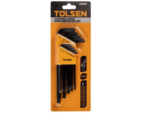 Набор ключей шестигранных TOLSEN TT20090 Г-образных с шаровым окончанием, 13 предметов