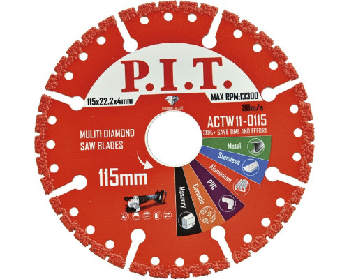 Алмазный диск для резки металла P.I.T. сегментный по 115x22,2x2,2 мм ACTW11-0115