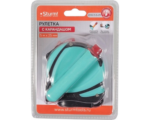 Рулетка Sturm 2010-11-5-25 5x25 мм с карандашом