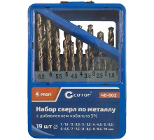 Набор сверл по металлу Cutop Profi с кобальтом 5%, 19 шт 48-602