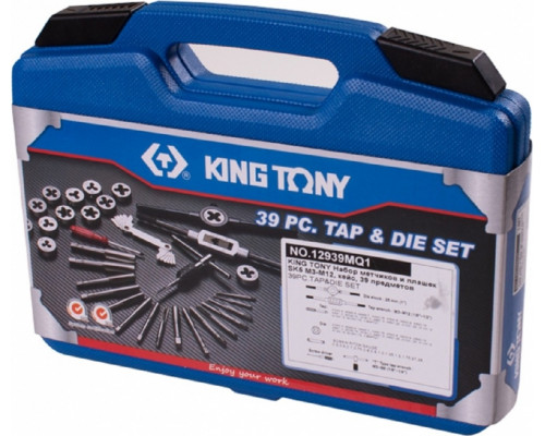 Набор метчиков и плашек KING TONY 12939MQ1 SK5 M3-M12, 39 предметов в кейсе